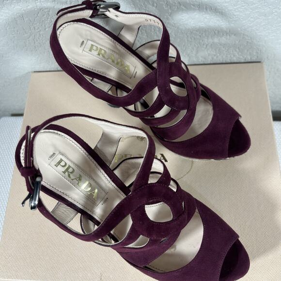 Prada Suede And Snakeskin Heels Sz 36 / US 5.5 w/ Dust Bag & Box - Picture 8 of 16
